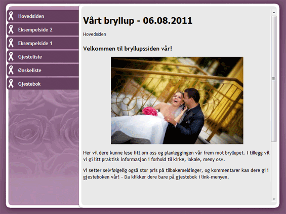 Hjemmeside til bryllupet